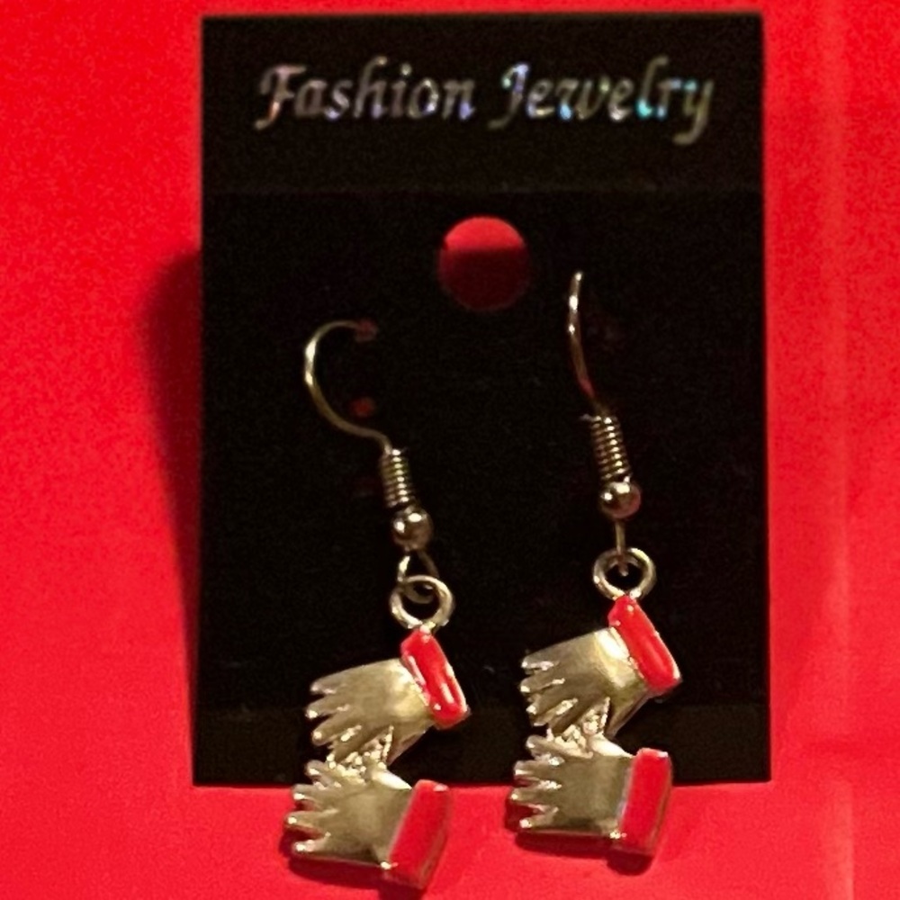 Red Christmas Gloves Earrings